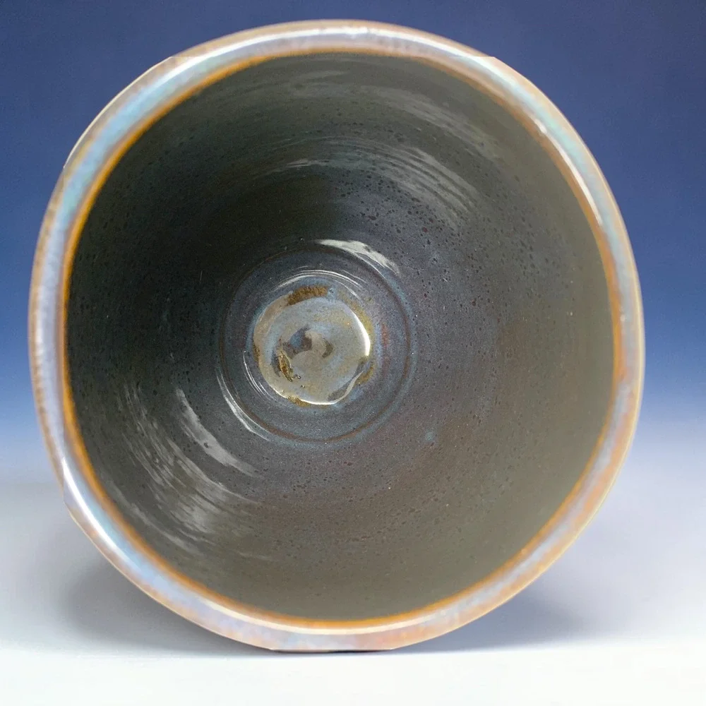 Signed Ken Reese Studio Pottery Vase Blue Lava Glaze 8” Hand Thrown Vessel